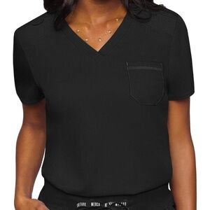 Med Couture Touch Women’s Chest Pocket Tuck in Top NWOT Black Size Small